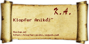 Klopfer Anikó névjegykártya