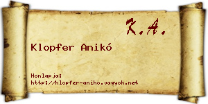 Klopfer Anikó névjegykártya